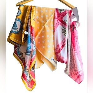 NWT Anne Klein Sea Motif | Monique Martin Polka | Merlion Singapore | 3 Scarfs